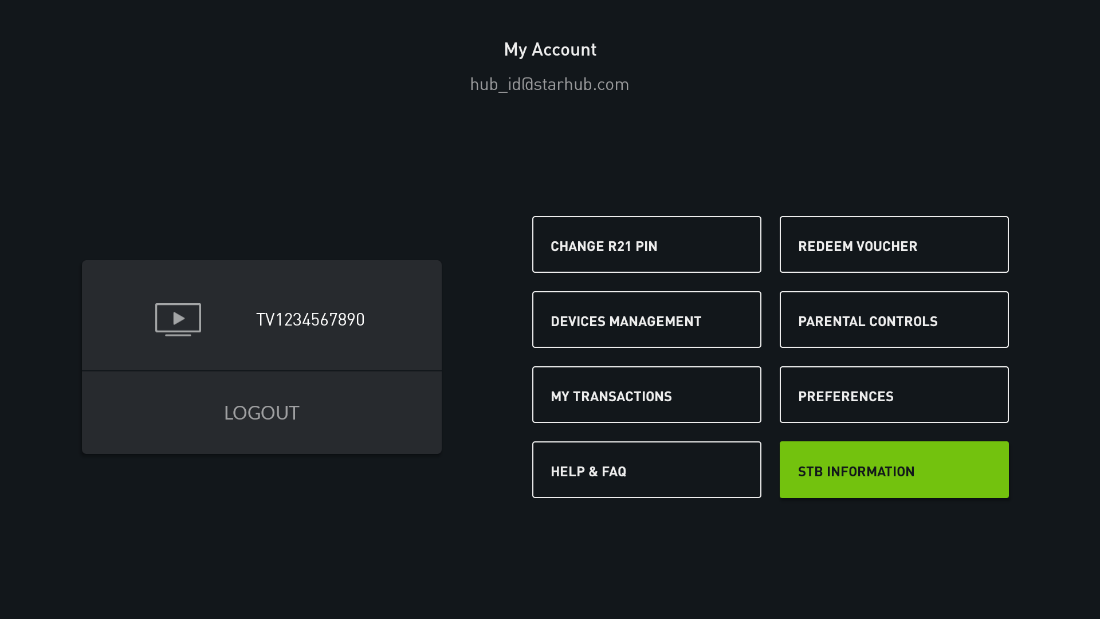My Account - STB Information My Account - STB Information