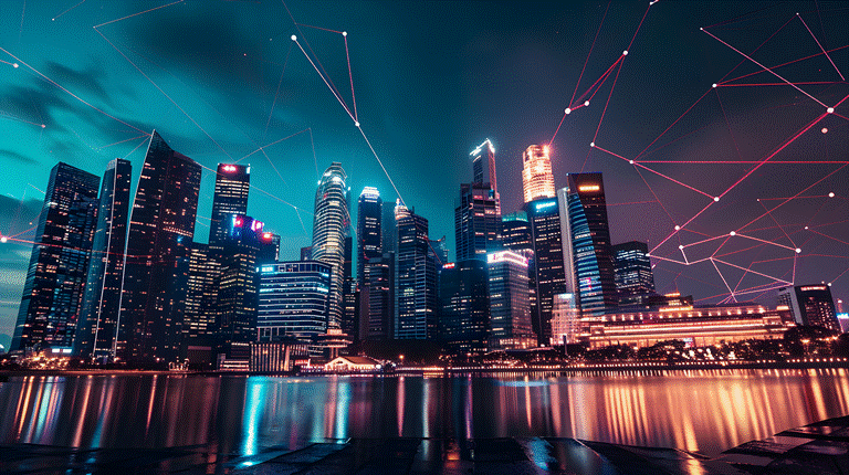 nighttime depiction of singapore